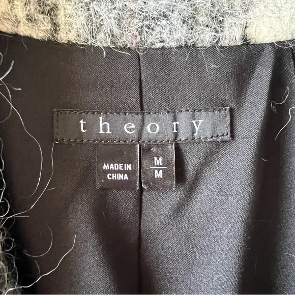 Theory Plaid Cafe Lithe Double Breasted CoatMEDIUM